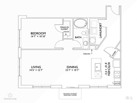 A8 floor plan  at Penn Circle, Carmel, IN, 46032